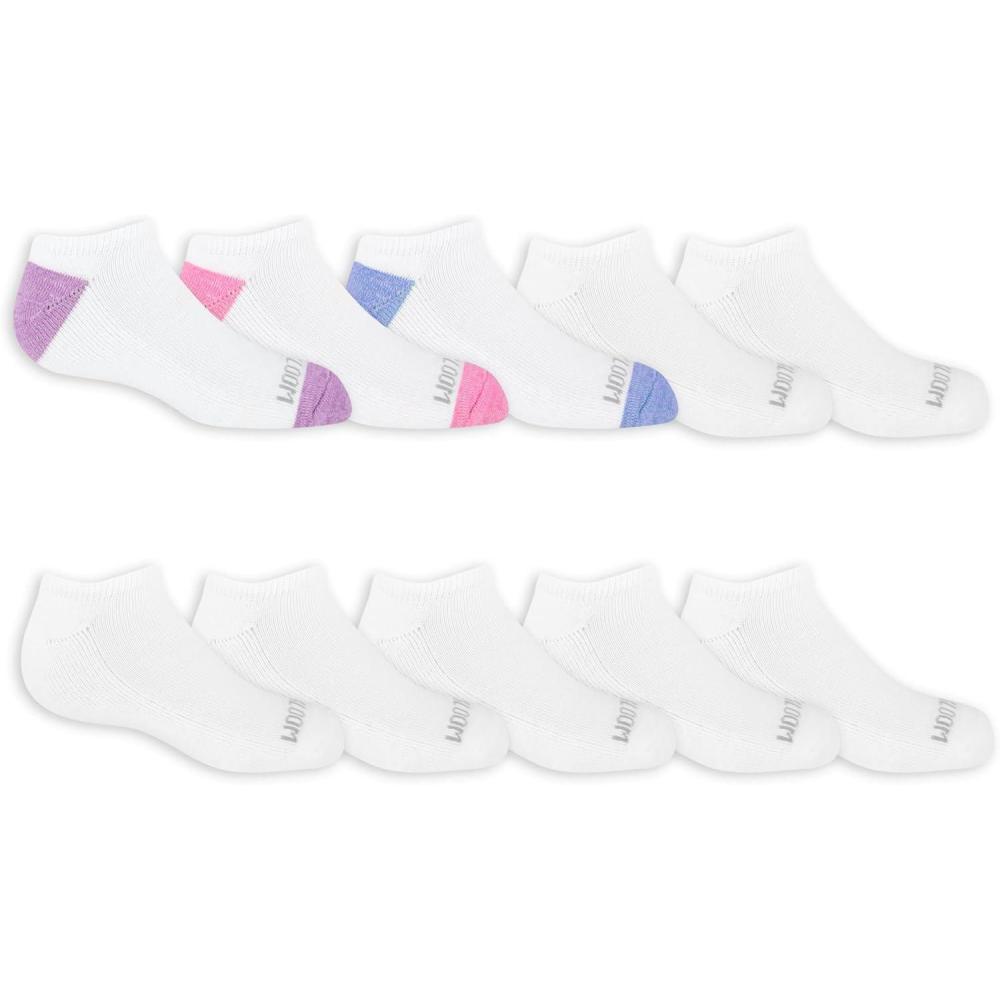 imageFruit of the Loom Girls Everyday Lightweight Sports No Show Socks 10 PackWhite