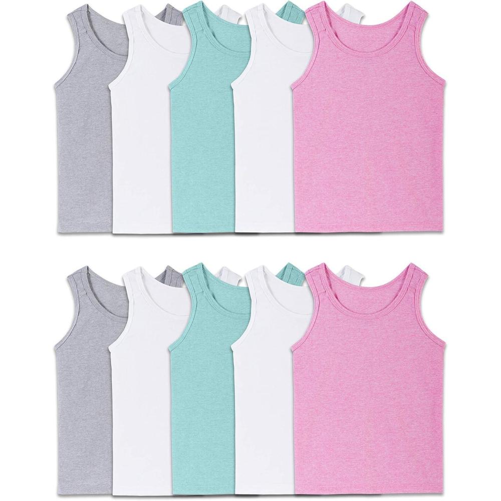 imageFruit of the Loom Girls Undershirts Camis ampamp TanksToddler Tank 10 Pack Assorted