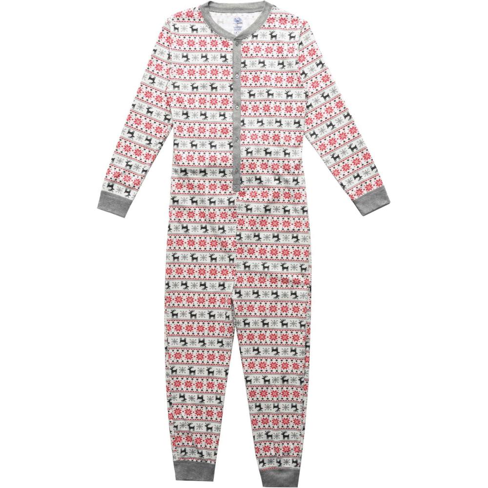 imageFruit of the Loom Kids Premium Thermal Waffle Union SuitFair Isle White