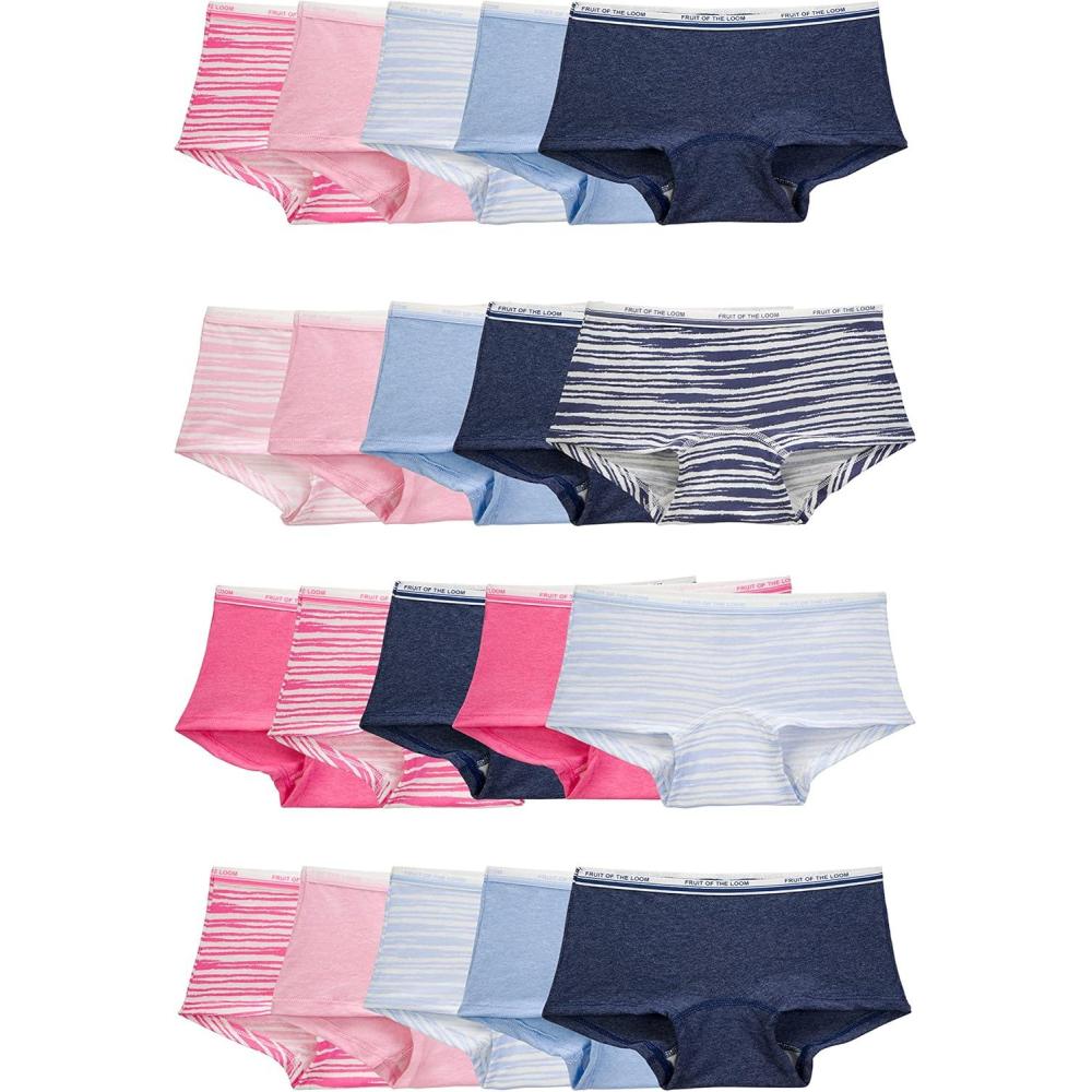 imageFruit of the Loom girls Cotton Boyshort Underwear20 Pack Fashion Assorted