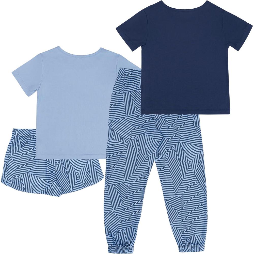 imageFruit of the Loom girls Getaway Loose Fit 4piece Pajama SetUrban BlueGeo Zag