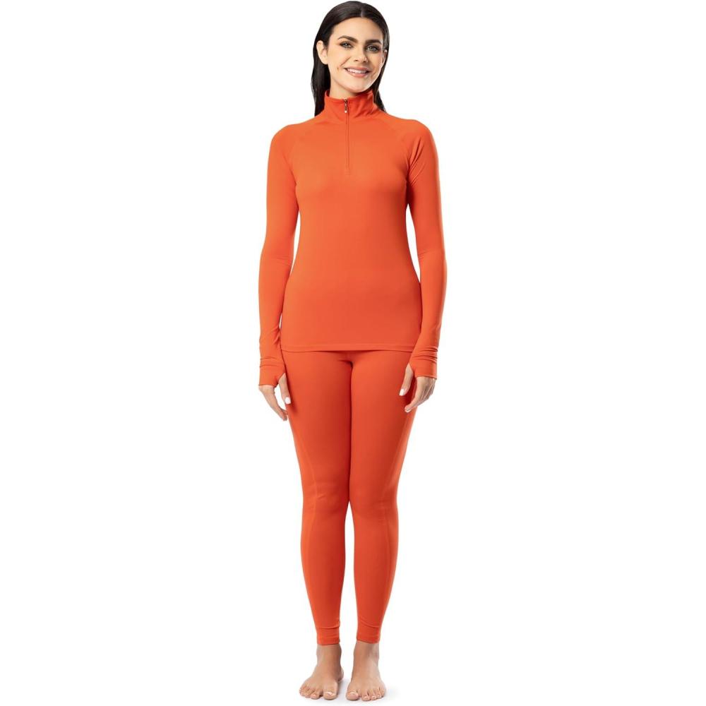 imageFruit of the Loom womens High Neck Quarter Zip Top and Legging Thermal SetMandarin