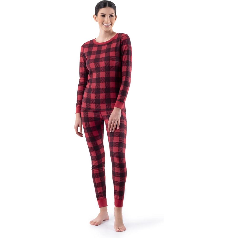 imageFruit of the Loom womens Micro Waffle Premium Thermal SetBuffalo Plaid