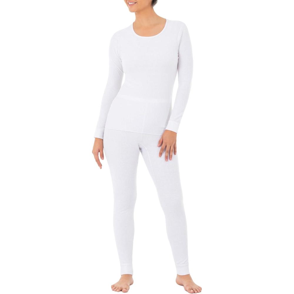 imageFruit of the Loom womens Micro Waffle Premium Thermal SetWhite