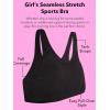 Fruit of The Loom Girls’ Seamless Stretch Sports Bra(Grey Heather/White/Black)