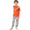 Fruit of the Loom Boys’ Getaway Loose Fit 4-Piece Pajama Set(Orangecamo)