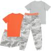 Fruit of the Loom Boys’ Getaway Loose Fit 4-Piece Pajama Set(Orangecamo)