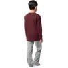 Fruit of the Loom Boys’ Long Sleeve Jersey Henley Top and Fleece Pant Sleep Pajama Set(Cardinal/Grey Heather)