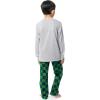 Fruit of the Loom Boys’ Long Sleeve Jersey Henley Top and Fleece Pant Sleep Pajama Set(Grey Heather/Green/Navy)