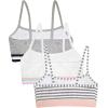 Fruit of the Loom Girls Cotton Spaghetti Strap Sport Bra(Grey Stripe/Grey/White)