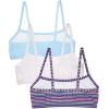 Fruit of the Loom Girls Cotton Spaghetti Strap Sport Bra(Happy Stripe/White/Eyeshadow)