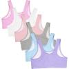 Fruit of the Loom Girls’ Multi Cotton Built-Up Stretch Sports Bra Available in 6 Packs(Hyacinth/Eyeshadow/Grey Heather/White/Lilac/Blushing Rose)