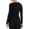 Fruit of the Loom Womens Micro Waffle Thermal V-Neck(Black)