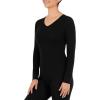 Fruit of the Loom Womens Micro Waffle Thermal V-Neck(Black)