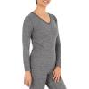 Fruit of the Loom Womens Micro Waffle Thermal V-Neck(Smoke Heather)