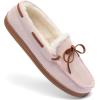 Fruit of the Loom Women’s Moccasin, Indoor/Outdoor, Memory Foam, Microsuede, Black, X-Large Slipper(Blush)
