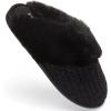 Fruit of the Loom Women’s Slipper, Chenille W/Fur Cuff Clog(Black)
