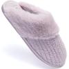 Fruit of the Loom Women’s Slipper, Chenille W/Fur Cuff Clog(Lilac)
