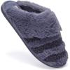 Fruit of the Loom Women’s Slipper, Zapatos Cómodos, Stripe Feather W/Fur Cuff Clog, Memory Foam(Blue)
