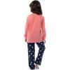 Fruit of the Loom girls Long Sleeve Jersey Henley Top and Fleece Pant Sleep Pajama Set(Coral/Navy Dots)