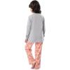 Fruit of the Loom girls Long Sleeve Jersey Henley Top and Fleece Pant Sleep Pajama Set(Grey Heather/Rose Hearts)