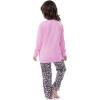 Fruit of the Loom girls Long Sleeve Jersey Henley Top and Fleece Pant Sleep Pajama Set(Pink/Cheetah)