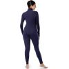 Fruit of the Loom womens High Neck Quarter Zip Top and Legging Thermal Set(Navy)