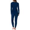 Fruit of the Loom womens Stretch Fleece Lined Thermal Long Johns Underwear Set(Indigo Blue)