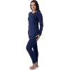 Fruit of the Loom womens Stretch Fleece Lined Thermal Long Johns Underwear Set(Indigo Ocean)