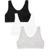 Fruit of The Loom Girls’ Seamless Stretch Sports Bra(Grey Heather/White/Black)