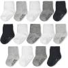 Fruit of the Loom Baby 14-Pack Grow & Fit Flex Zones Cotton Stretch Socks – Unisex, Girls, Boys(Black  White  Grey)