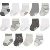Fruit of the Loom Baby 14-Pack Grow & Fit Flex Zones Cotton Stretch Socks – Unisex, Girls, Boys(Grey Stripe)