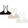 Fruit of the Loom Big Girls’ 3-Pack Cotton Convertible Bralette – Adjustable & Versatile(Black Hue/White/Sand)