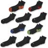 Fruit of the Loom Boys’ Dual Defense No Show Socks (10 Pack)(Black Assort)