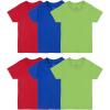 T Shirt - Toddler - 6 Pack - Blue/Green/Red