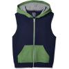Fruit of the Loom Boys’ Fleece Full Zip Sleeveless Vest, Ghost Navy/Gametime Green/Charcoal Heather, Small