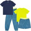 Fruit of the Loom Boys’ Getaway Loose Fit 4-Piece Pajama Set(Lime/Geo Zag)