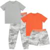 Fruit of the Loom Boys’ Getaway Loose Fit 4-Piece Pajama Set(Orangecamo)