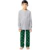 Fruit of the Loom Boys’ Long Sleeve Jersey Henley Top and Fleece Pant Sleep Pajama Set(Grey Heather/Green/Navy)
