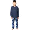 Fruit of the Loom Boys’ Long Sleeve Jersey Henley Top and Fleece Pant Sleep Pajama Set(Navy/Camo)