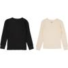 Fruit of the Loom Boys Premium 2-Pack Thermal Waffle Crew Top(Black/Natural)