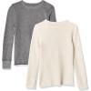 Fruit of the Loom Boys Premium 2-Pack Thermal Waffle Crew Top(Heather Greystone/Natural)