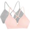 Fruit of the Loom Girls’ 2-Pack Seamless Soft Cup Bras – Lightweight & Gentle Support(Grey Heather/Blushing Rose)