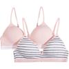 Fruit of the Loom Girls’ 2-Pack Seamless Soft Cup Bras – Lightweight & Gentle Support(Skinny Stripe/Blushing Rose)