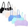 Fruit of the Loom Girls Cotton Spaghetti Strap Sport Bra(Aruba Blue/Hyacinth/Cornflower Blue/Light Nude/White/Black)