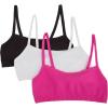 Fruit of the Loom Girls Cotton Spaghetti Strap Sport Bra(Black Hue/Passion Fruit/White)