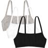 Fruit of the Loom Girls Cotton Spaghetti Strap Sport Bra(Black Hue/White/Grey)