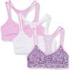 Fruit of the Loom Girls Cotton Spaghetti Strap Sport Bra(Ditsy Blooms/White/Lavish Lilac)