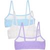 Fruit of the Loom Girls Cotton Spaghetti Strap Sport Bra(Eyeshadow/White/Hyacinth)