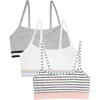 Fruit of the Loom Girls Cotton Spaghetti Strap Sport Bra(Grey Stripe/Grey/White)